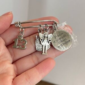 Silver tone bracelet 13th birthday charms